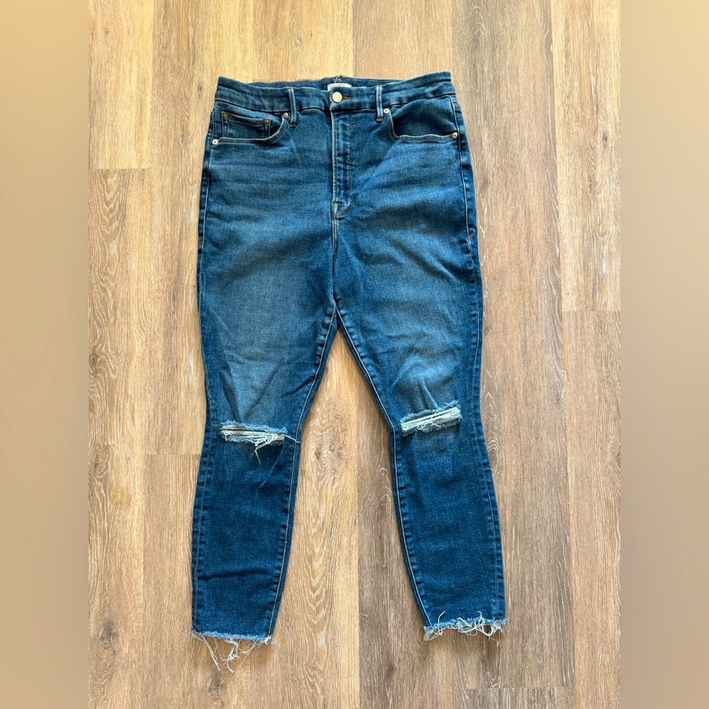 Good American High Waisted Distressed Jeans